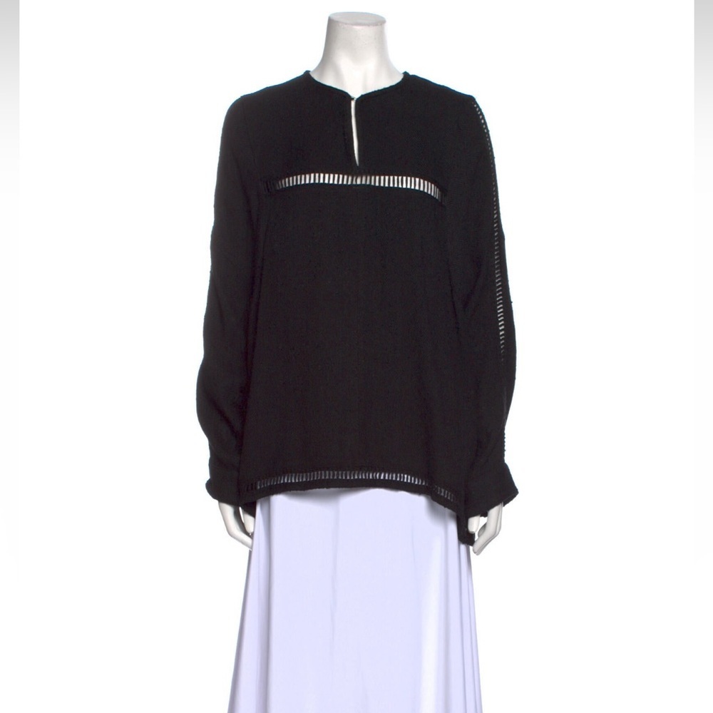 Iro Black Crew Neck, Long Sleeved Top with Cutout Design in Size 36